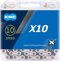 Ланцюг KMC X10 Silver/Black 10 швидкостей 114 ланок срібний/чорний + замок фото