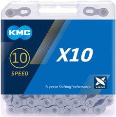 Ланцюг KMC X10 Grey 10 швидкостей 114 ланок сірий + замок фото