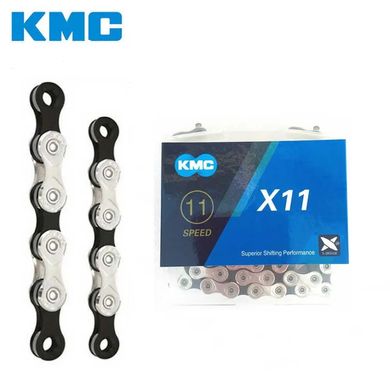 Цепь KMC X11 Silver/Black 11 скоростей 114 звеньев серебристый/чорний + замок фото