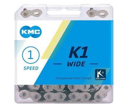 Цепь KMC K1-Wide, 1 speed, 110 links, silver/black + замок