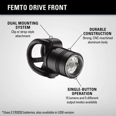 Переднє світло Lezyne FEMTO DRIVE FRONT Сріблястий фото