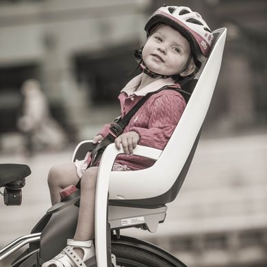 Велокрісло дитяче заднє Hamax Caress на підседільну трубу (сіре/біле/чорна підкладка) фото