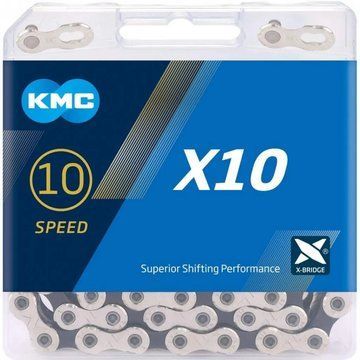 Ланцюг KMC X10, 10 speed, 122 links, silver/black + замок