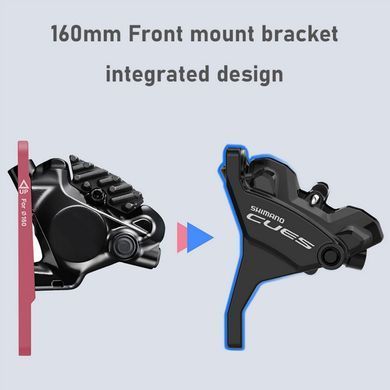 Тормоз (калипер) Shimano BR-U6030, Cues, дисковый гидравлический, Flat Mount, передний без адаптера, колодки B05S органика