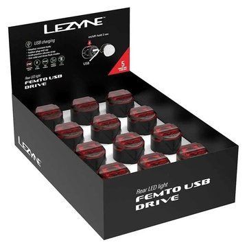 Набір заднього світла Lezyne FEMTO DRIVE BOX SET REAR 24 штуки Чорний фото