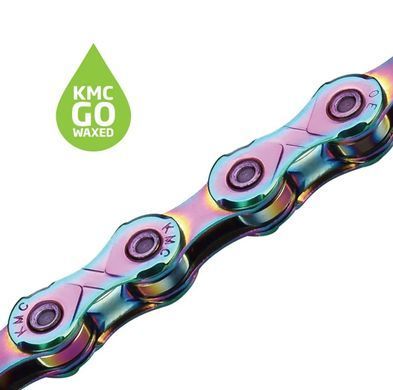 Ланцюг KMC X11, 11 speed, 118 links, oil slick, Waxed (змащений парафіновим мастилом KMC GO WAX) + замок