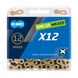 Цепь KMC X12, 12 speed, 126 links, gold/black, Waxed (смазанный парафиновой смазкой KMC GO WAX) + замок