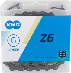 Ланцюг KMC Z6 Grey 6 швидкостей 114 ланок сірий + замок фото